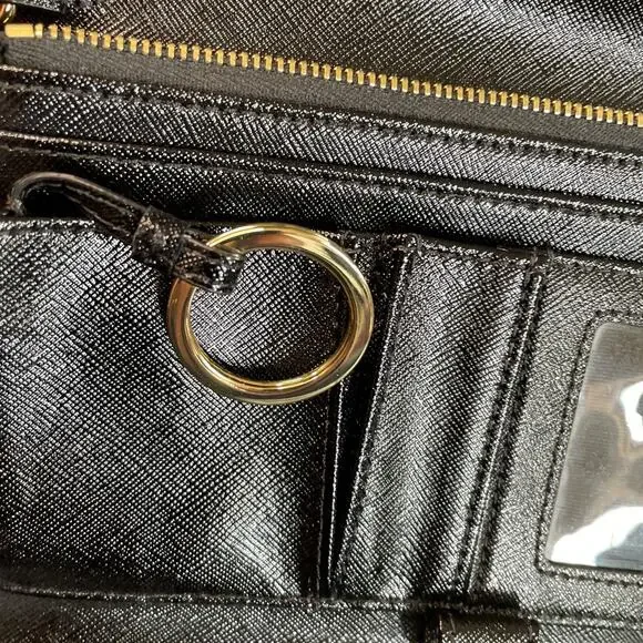 Like New TORY BURCH Black Saffiano Leather Robinson Envelope Wristlet Clutch - Picture 14 of 14